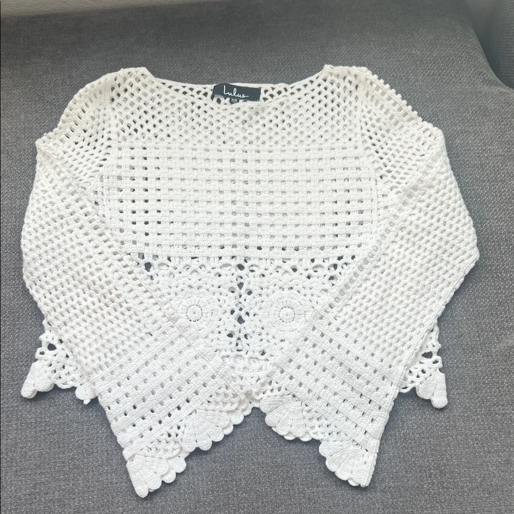 Lulu's Cream Crochet Knit Top